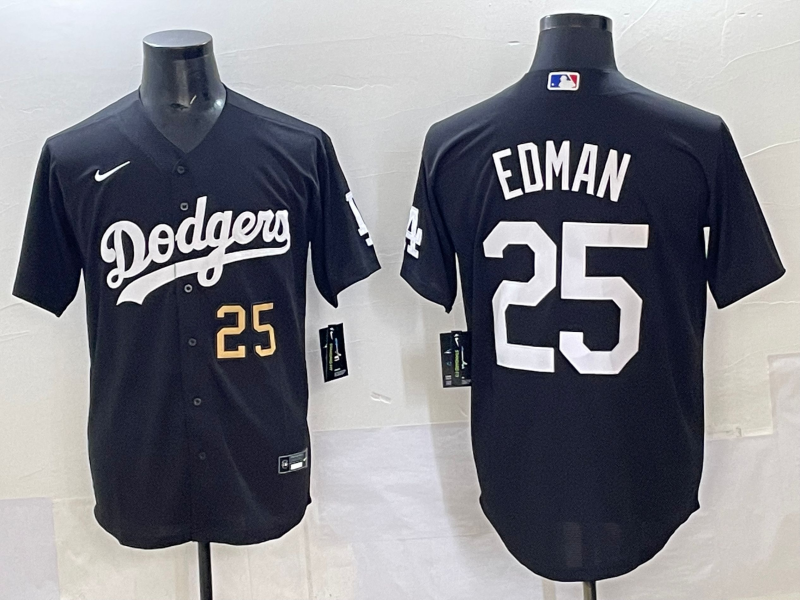 Men Los Angeles Dodgers #25 Edman black Nike MLB jersey style 7->los angeles dodgers->MLB Jersey
